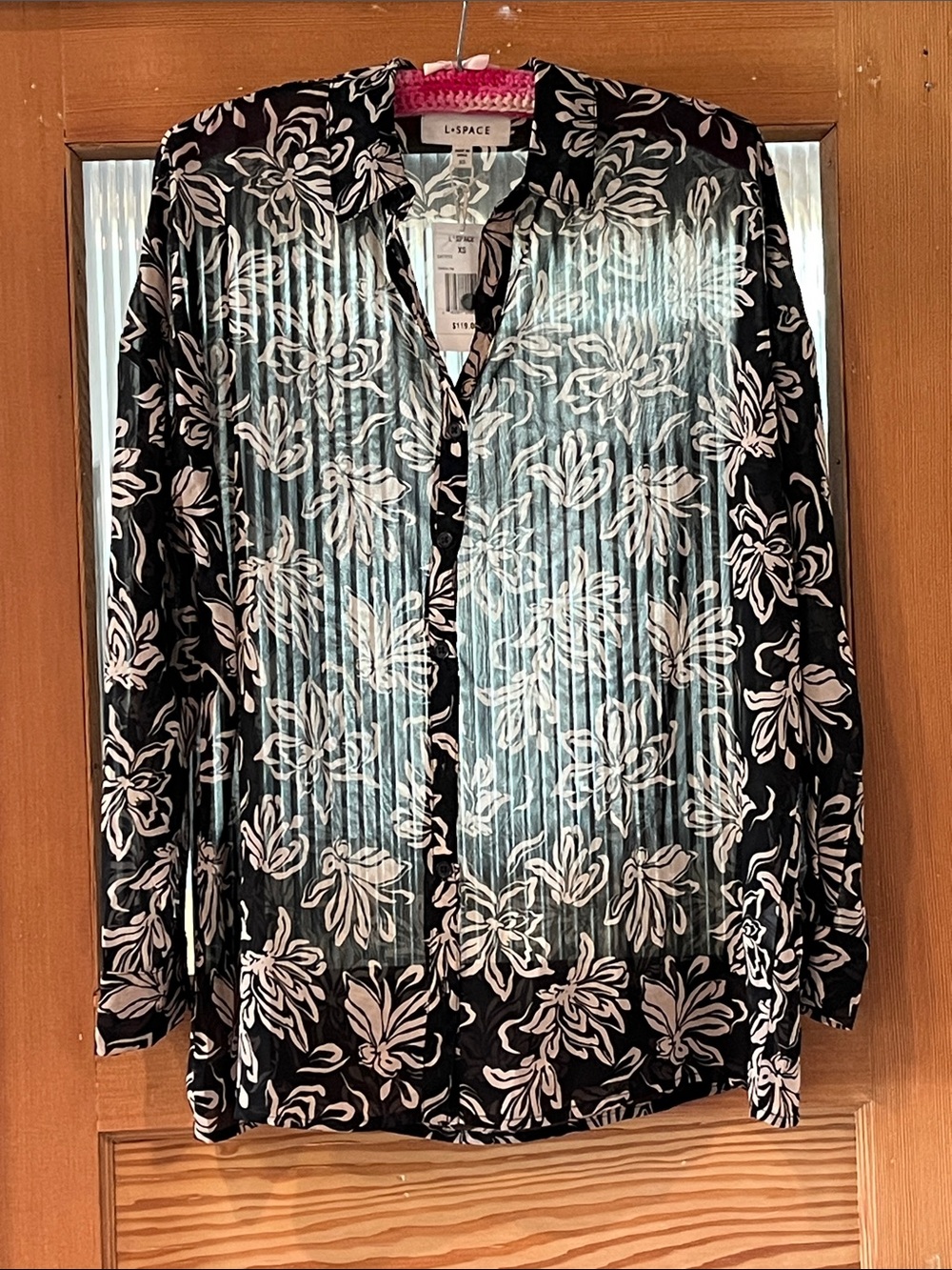 L*Space Black and Cream Floral Button-Down Shirt
